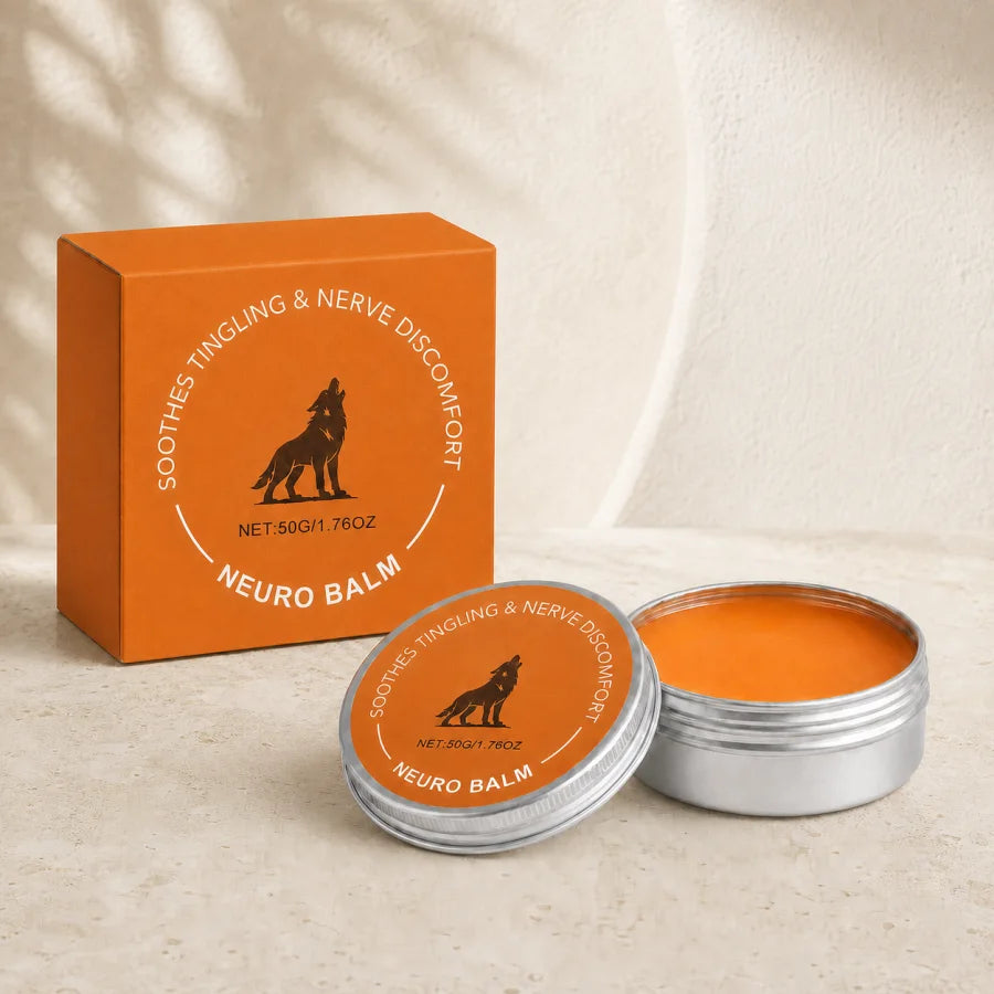 Pain Relief Balm box and open balm tin