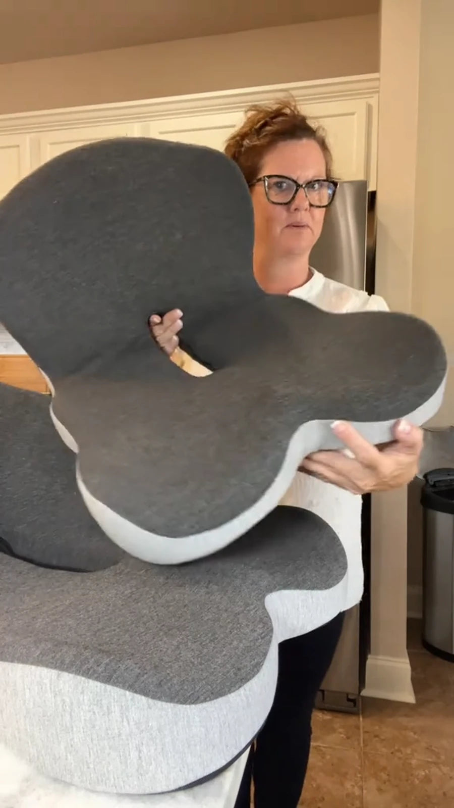 Holding the cushion at home