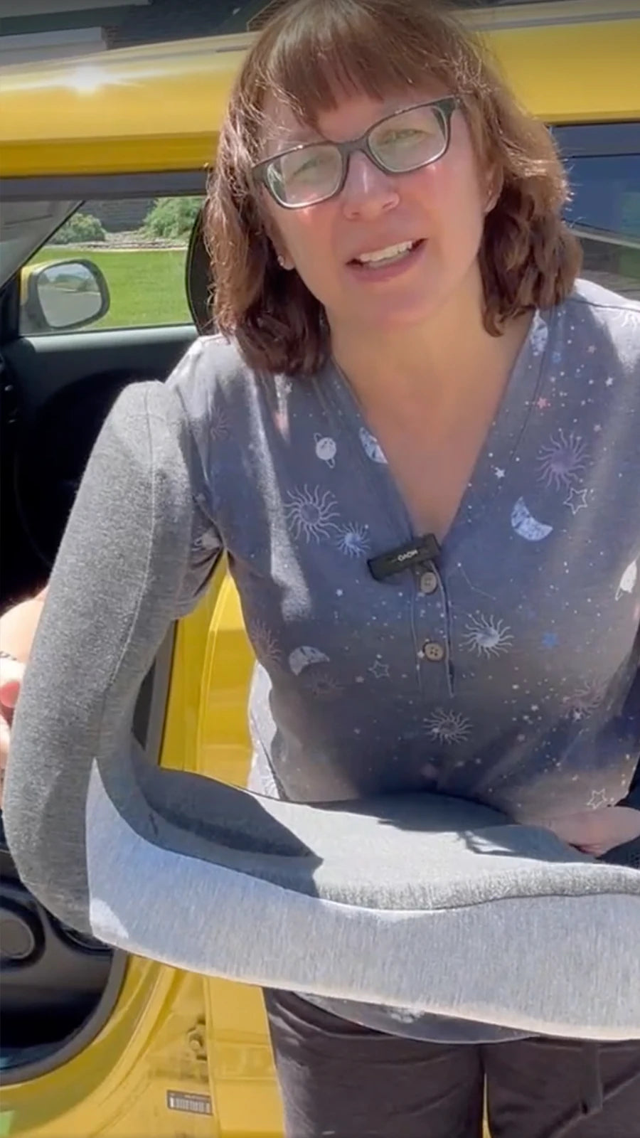 Showing the portable cushion